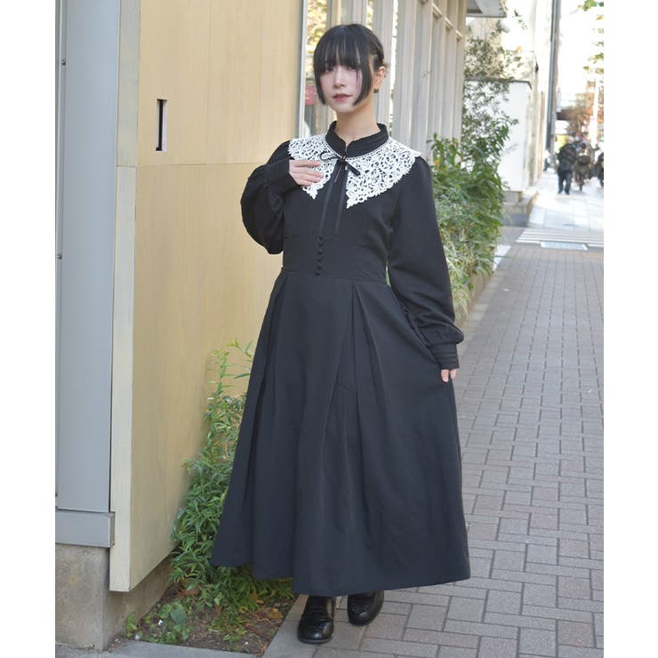 付け襟付ハイウエストワンピース | axes femme | 詳細画像14 