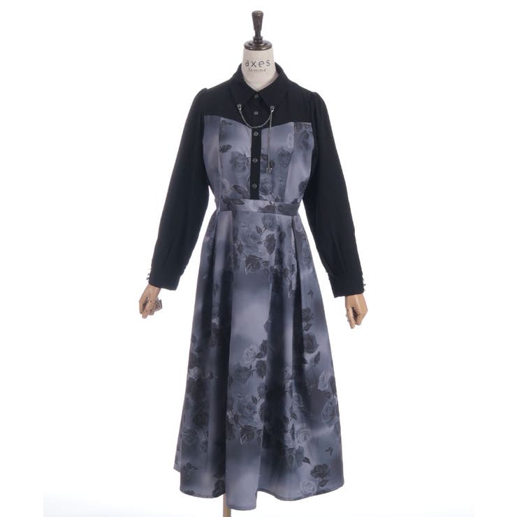 チェーン付アートローズ柄ワンピース | axes femme | 詳細画像15 