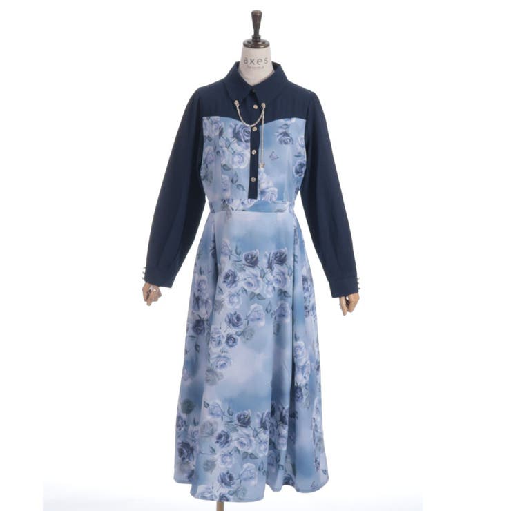 チェーン付アートローズ柄ワンピース | axes femme | 詳細画像20 