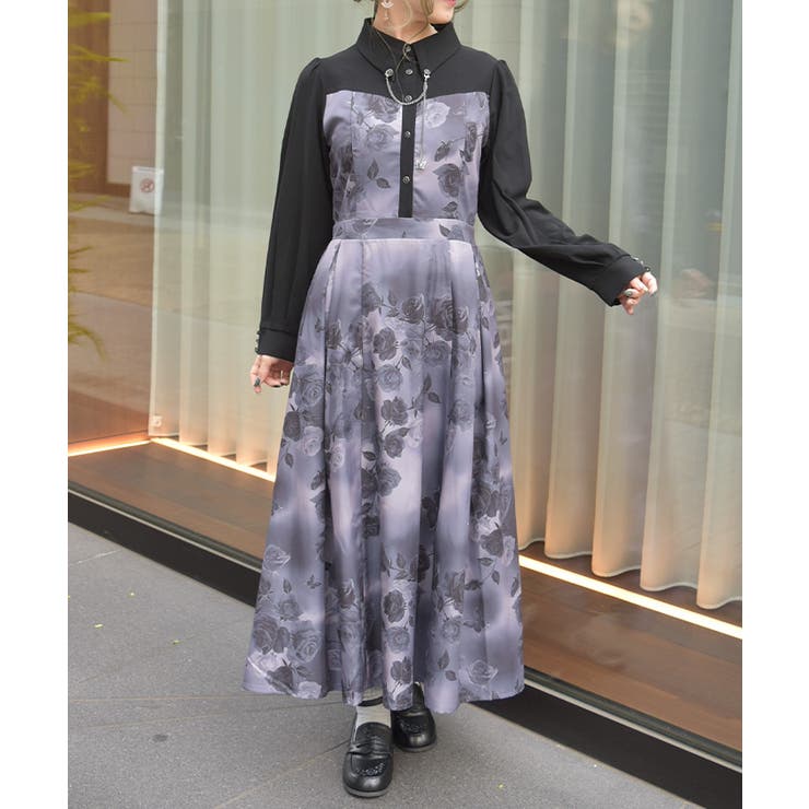 チェーン付アートローズ柄ワンピース | axes femme | 詳細画像4 