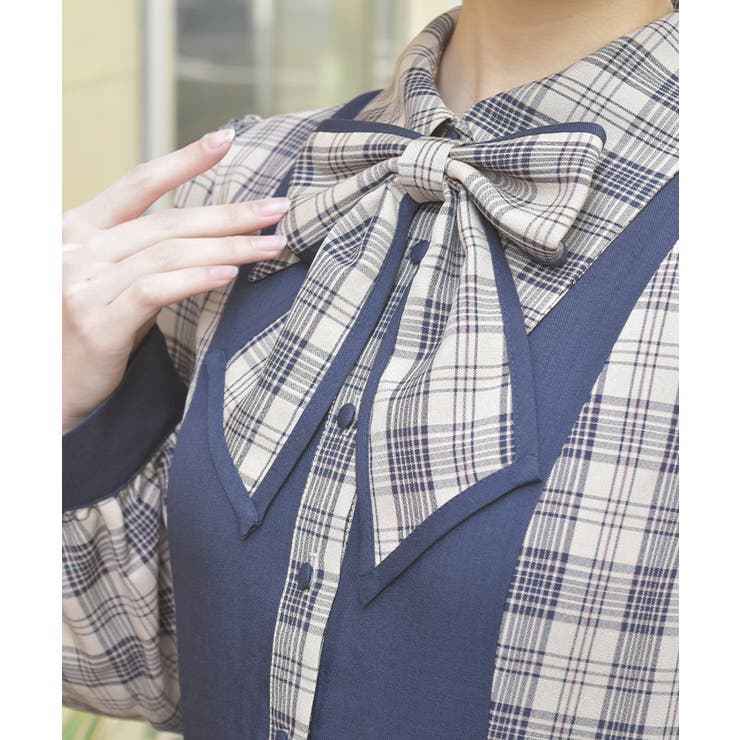 チェック切替シャツワンピース | axes femme | 詳細画像9 