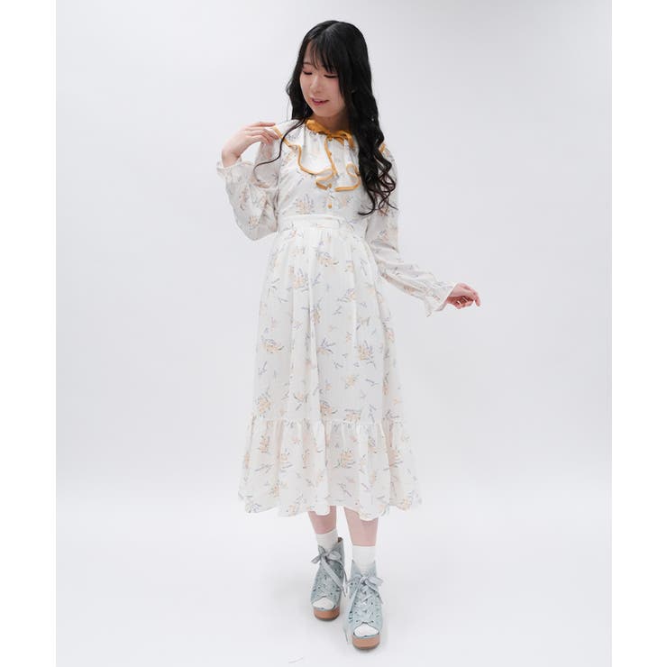 ミモザ×ラベンダー柄ワンピース | axes femme | 詳細画像6 