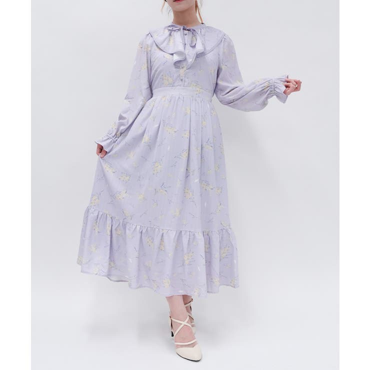 ラベンダー | ミモザ×ラベンダー柄ワンピース | axes femme