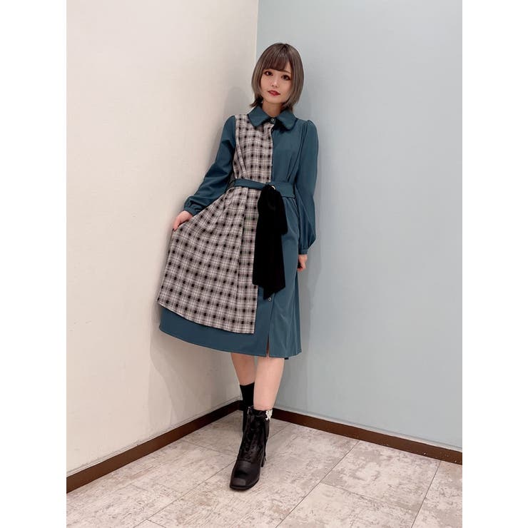 チェックバイカラーOP[品番：IGAW0000617]｜axes femme