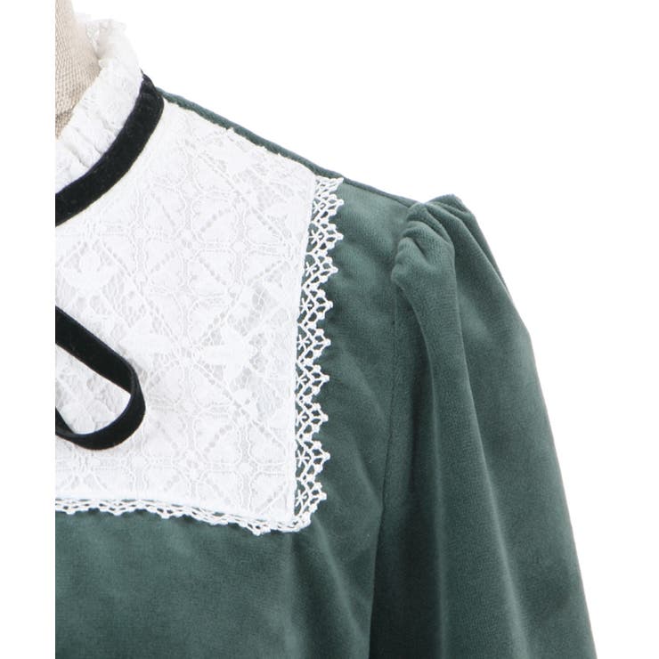 レースブロッキングベロアOP[品番：IGAW0002899]｜axes femme