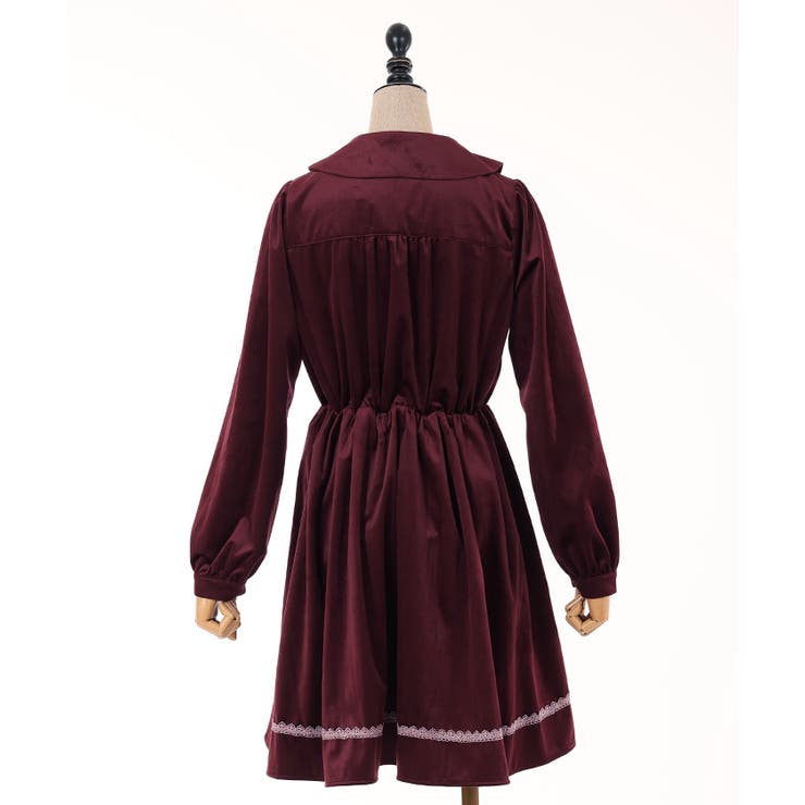 レースデザインベロアワンピース[品番：IGAW0004217]｜axes