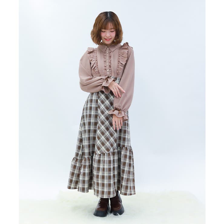 茶 | ハイウエストドッキングワンピース | axes femme