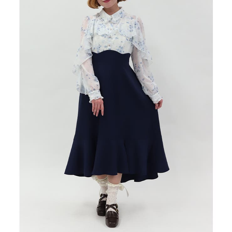 サックス | ハイウエストドッキングワンピース | axes femme