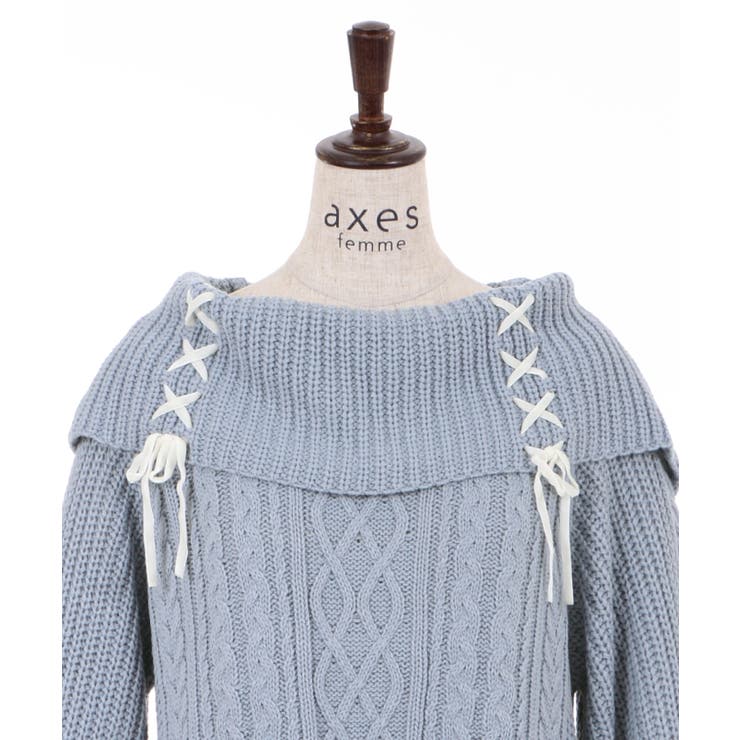 W編み上げニットチュニック[品番：IGAW0001068]｜axes femme