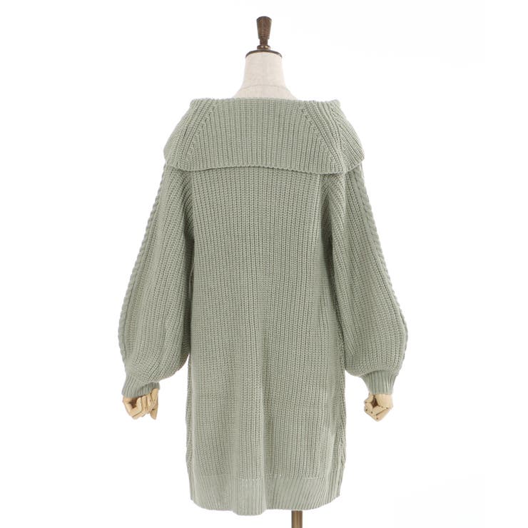 【新品タグ付き】styling/ カシュクールニット　チュニック丈 W編み上げニットチュニック[品番：IGAW0001068]｜axes femme