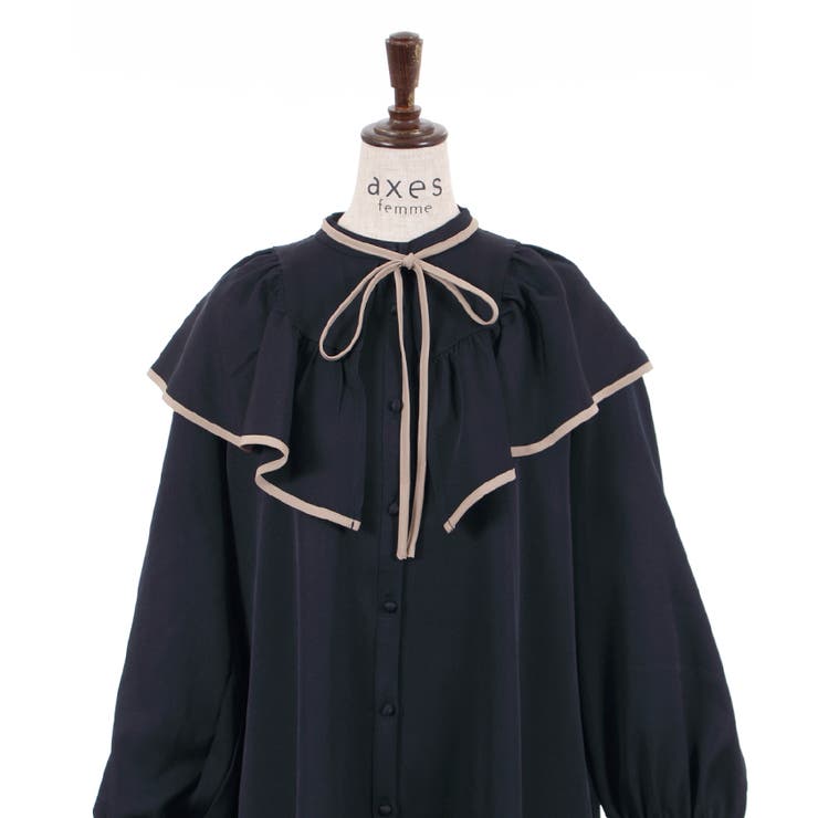 パイピングフリルワンピース[品番：IGAW0002793]｜axes femme