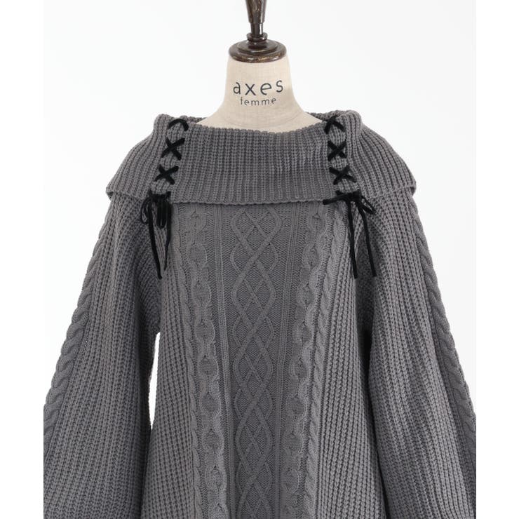 W編み上げニットチュニック[品番：IGAW0004336]｜axes femme
