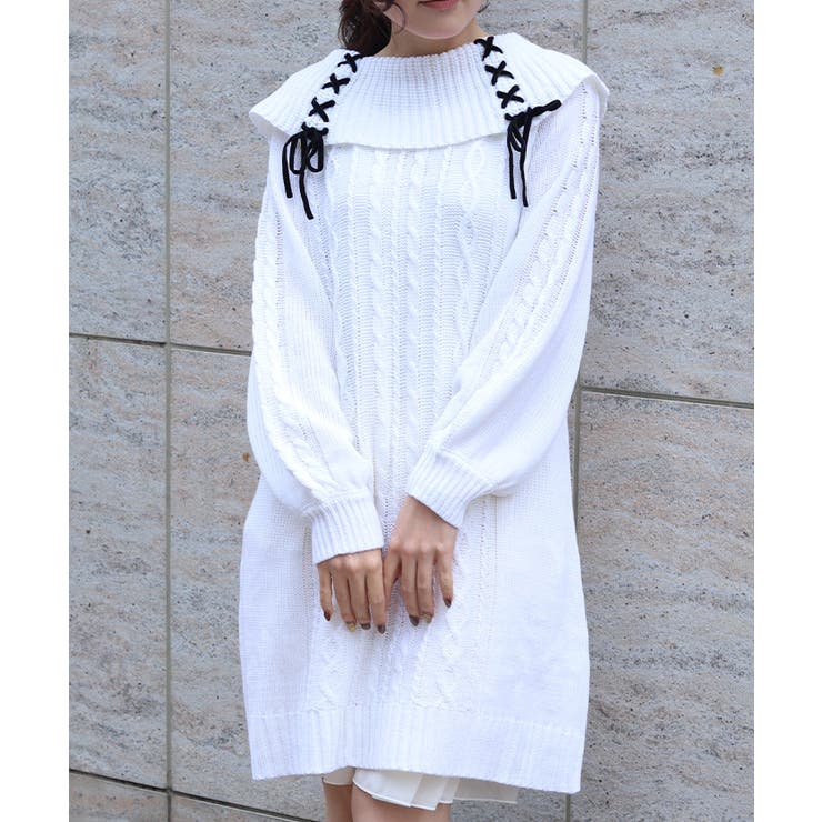 レースアップニットチュニック | axes femme | 詳細画像1 