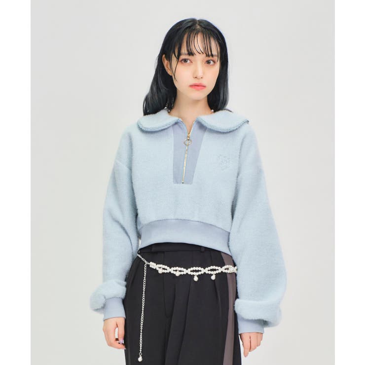 サックス | モールニット風クロップドプルオーバー | axes femme