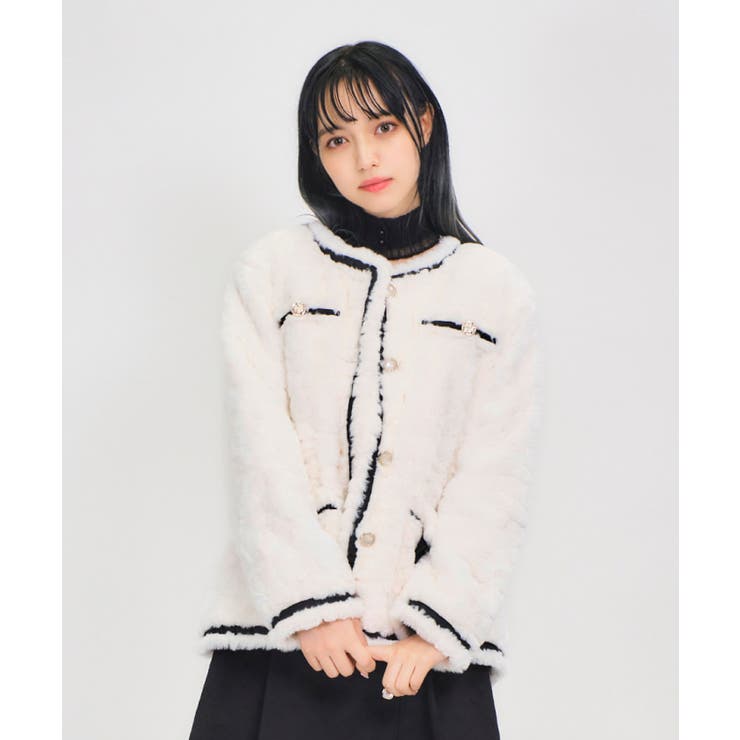 生成り | リボンデザインファージャケット | axes femme