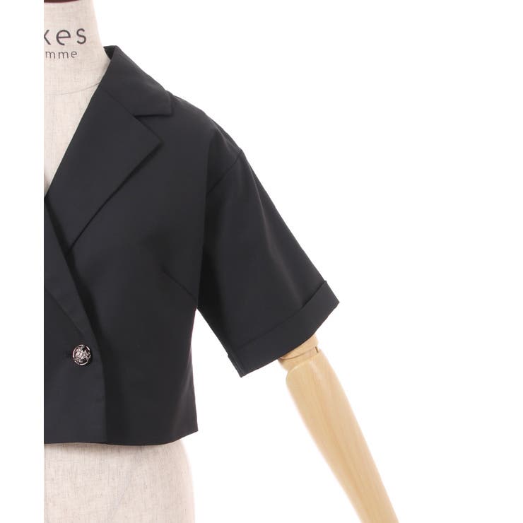 アクシーズファム シアーマトン袖ショートJK ジャケット Axes Femme ショート丈半袖ジャケット[品番：IGAW0003910]｜axes femme