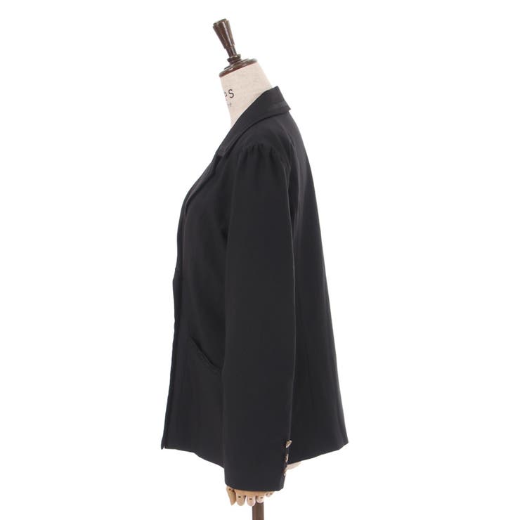 axes femme ダブルボタンケープジャケット ブラック ストライプ ダブルボタンケープジャケット[品番：IGAW0004777]｜axes femme