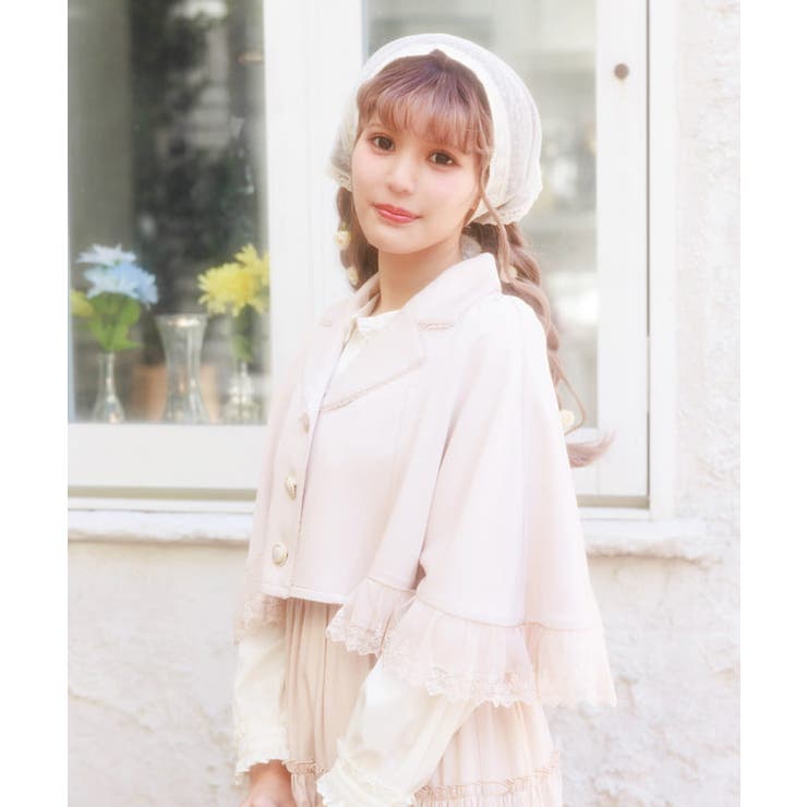 axes femme】ジャケット アウター ジップアップ 編み上げリボン レース ジャケット | レディース服・レディースファッションなら