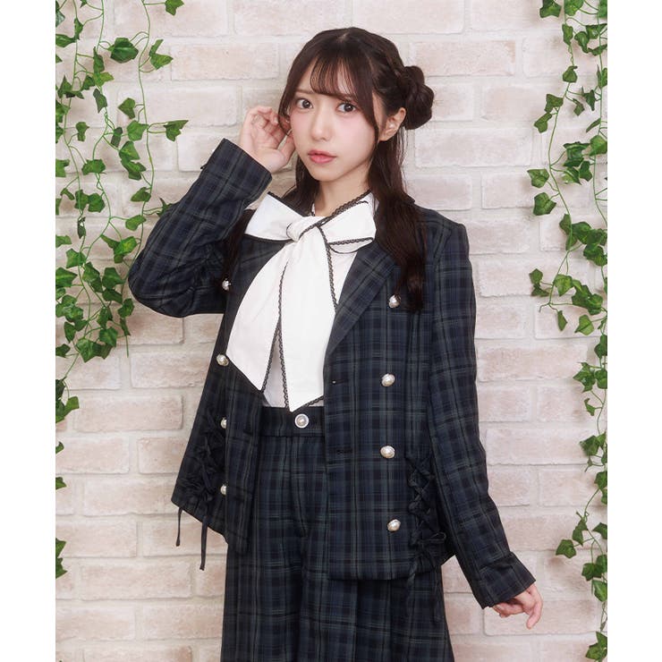 グリーン | Ｗレースアップテーラージャケット | axes femme