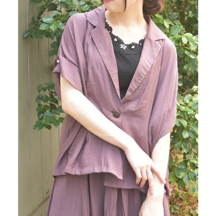 茶 | レースポケット半袖ジャケット | axes femme