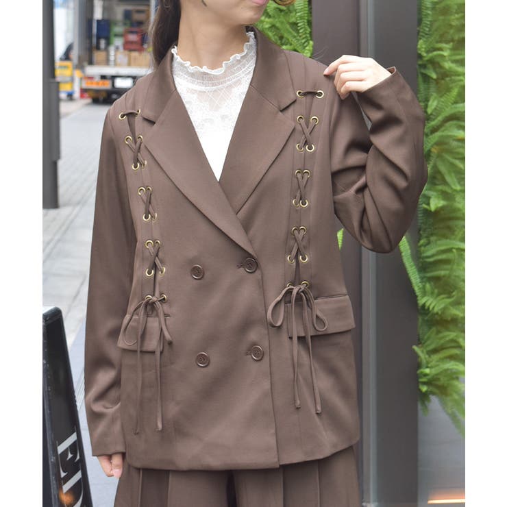 Ｄブラウン | ハトメ×編上テーラージャケット | axes femme