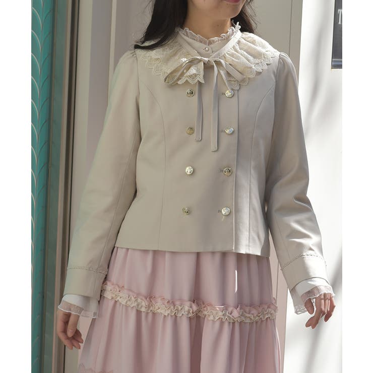 レース襟ノーカラージャケット | axes femme | 詳細画像1 