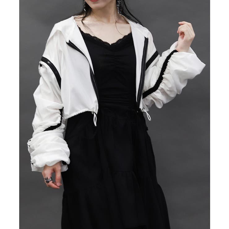 白 | ボリューム袖シアーブルゾン | axes femme