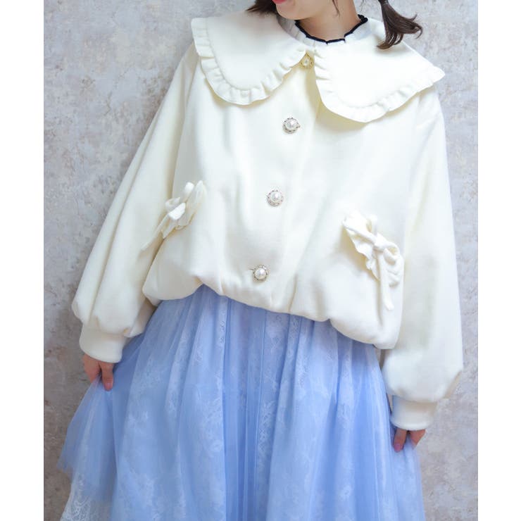 白 | ビッグ衿バルーン起毛ブルゾン | axes femme