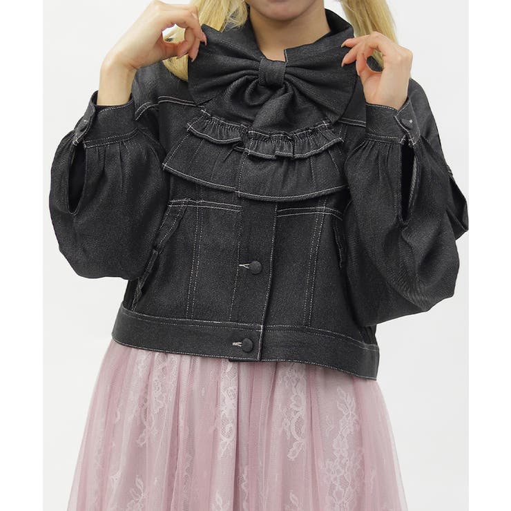 リボン付きデニムジャケット | axes femme | 詳細画像1 