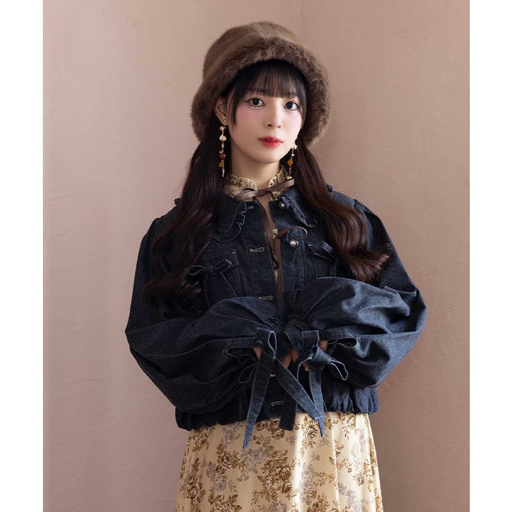黒 | ボリューム袖デニムジャケット | axes femme