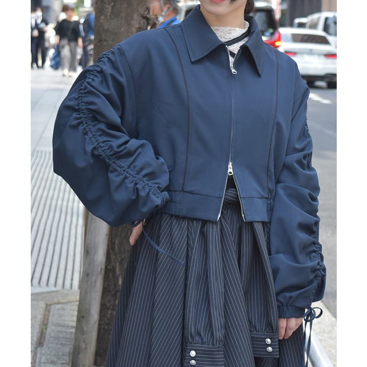 紺 | ドロストスリーブシャツブルゾン | axes femme