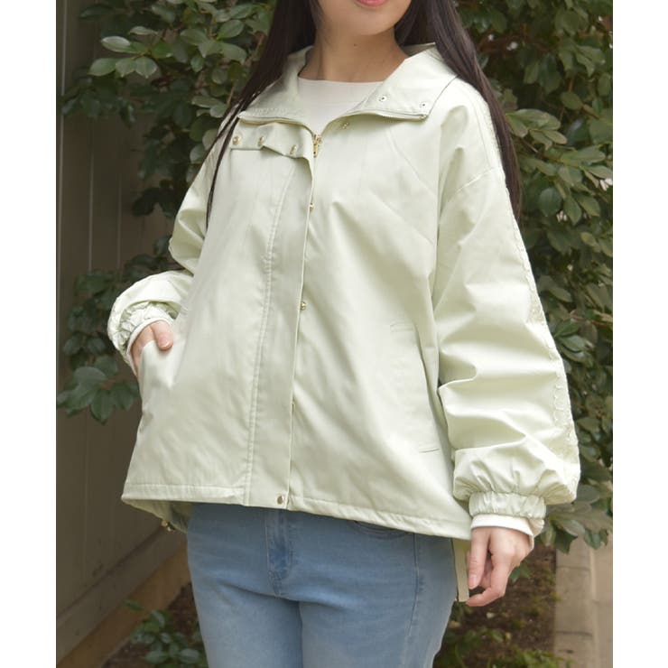 グリーン | 撥水加工レース袖ブルゾン | axes femme