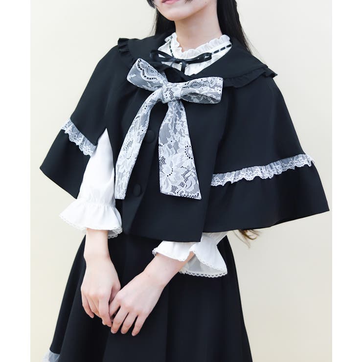 人気】アクシーズファム リボン付き レースフリルコート