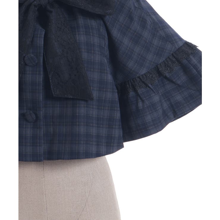 レース重ねリボンタイ付ケープ[品番：IGAW0006747]｜axes femme