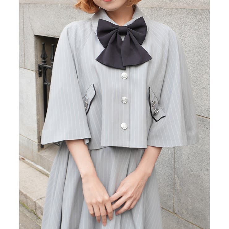 サックス | バイカラーリボン付きケープ | axes femme