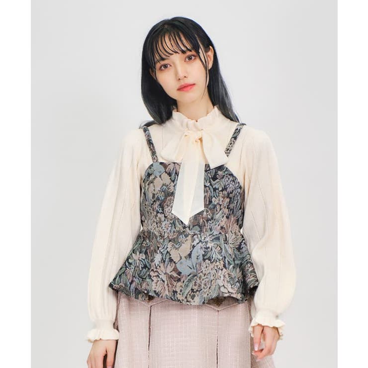 グリーン | バックリボンペプラムビスチェ | axes femme