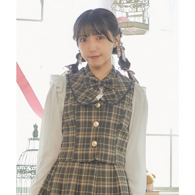 襟デザインショートベスト[品番：IGAW0005332]｜axes femme
