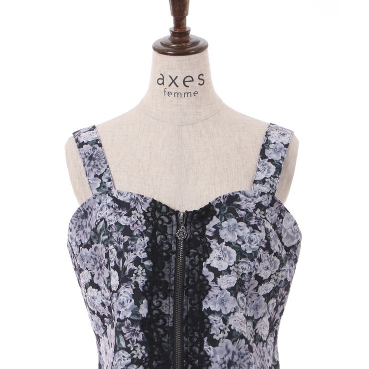 フルールプリントジップ付ビスチェ[品番：IGAW0003485]｜axes
