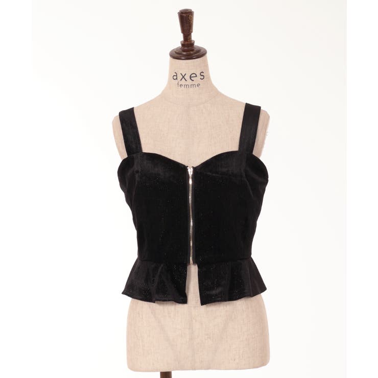 新品 未開封 axes femme リボン グリッターベロアビスチェ ビスチェ axes femme（アクシーズファム）の「グリッターベロアビスチェ