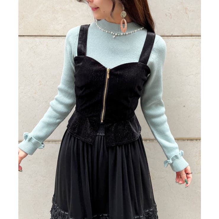 グリッターベロアビスチェ[品番：IGAW0004364]｜axes femme