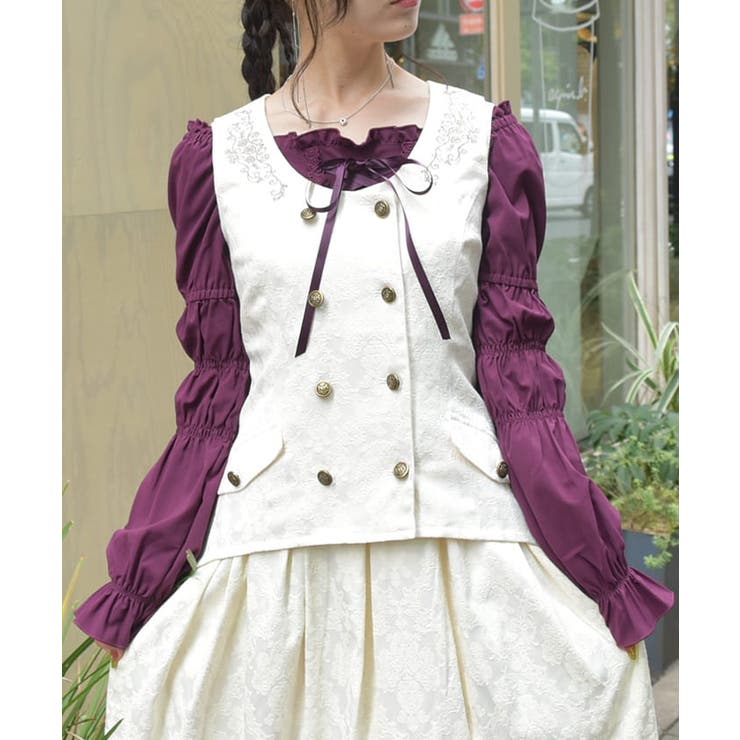 Wブレストジャカードベスト[品番：IGAW0005543]｜axes femme