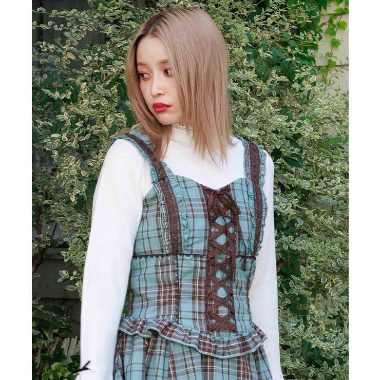 ミント | タータンチェック編上ビスチェ | axes femme