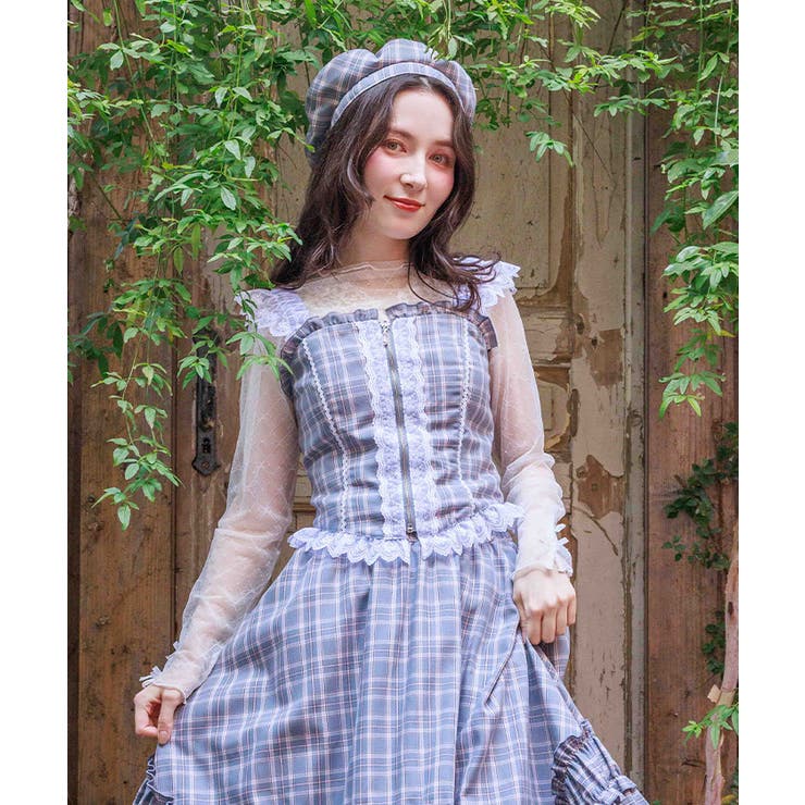 チェックレースフリルビスチェ | axes femme | 詳細画像1 