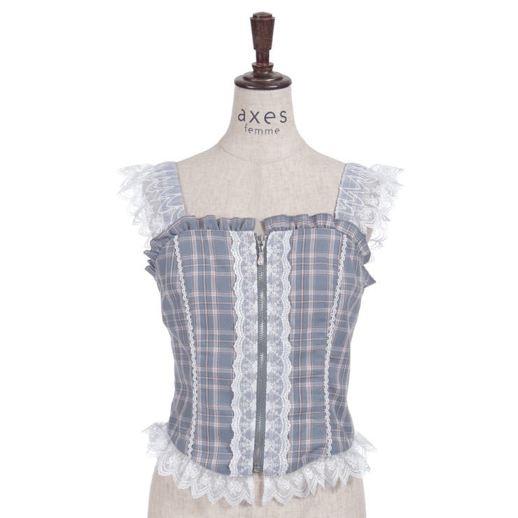 チェックレースフリルビスチェ | axes femme | 詳細画像14 