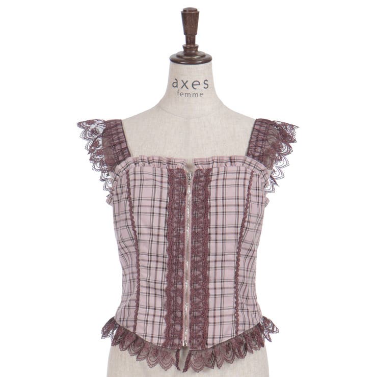 チェックレースフリルビスチェ | axes femme | 詳細画像22 