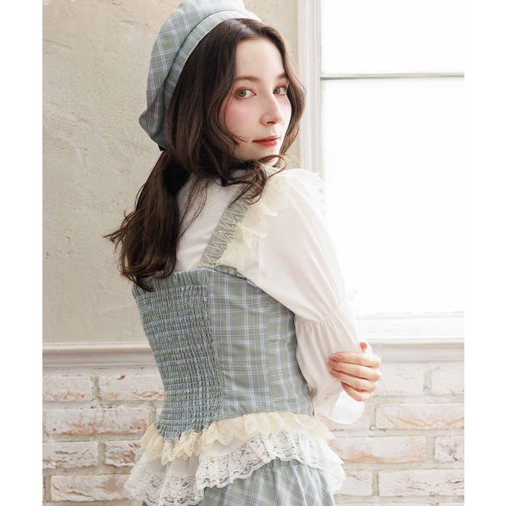 チェックレースフリルビスチェ | axes femme | 詳細画像5 