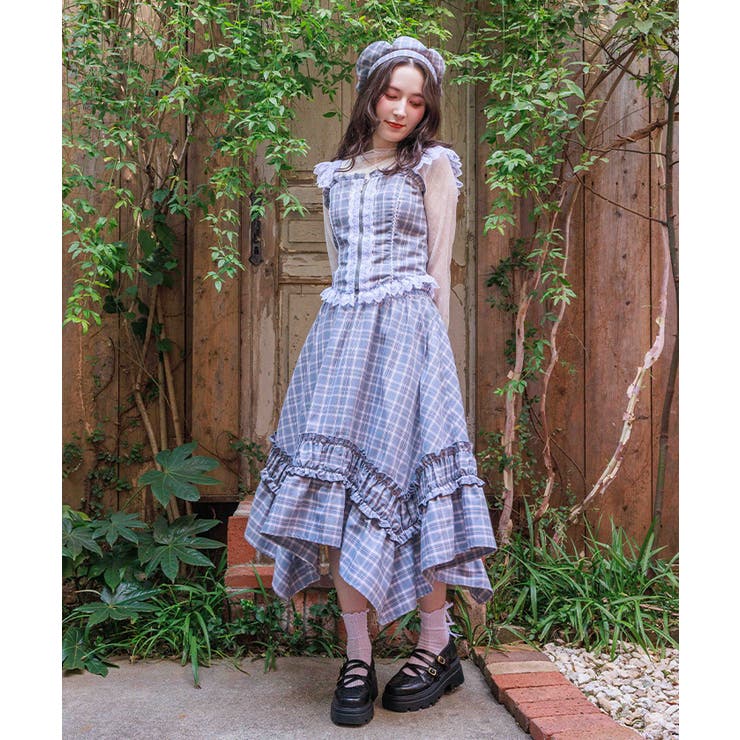 チェックレースフリルビスチェ | axes femme | 詳細画像7 