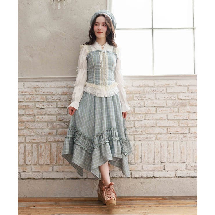 チェックレースフリルビスチェ | axes femme | 詳細画像8 