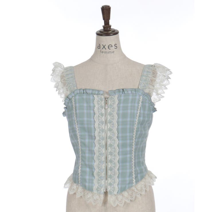 チェックレースフリルビスチェ | axes femme | 詳細画像9 