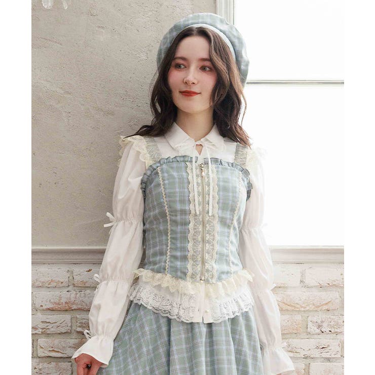 ミント | チェックレースフリルビスチェ | axes femme